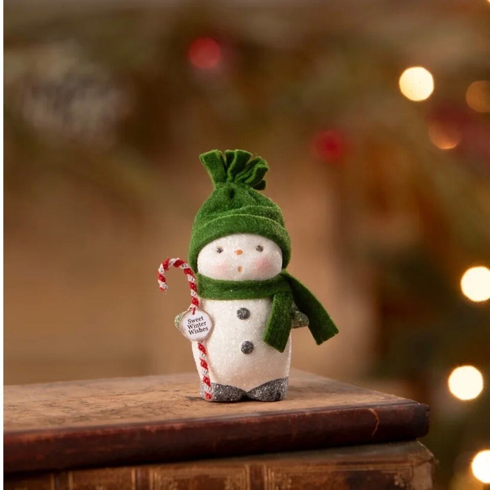 Bethany Lowe Candy Cane Snowboy Small 3.5" Snowman Christmas Figurine NEW